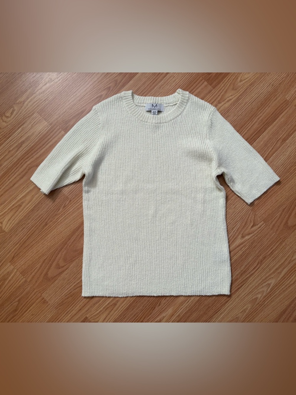 Magaschoni Short-Sleeve Ribbed Sweater Medium